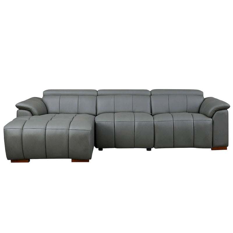 Wall-Hugger Reclining Sofa Modern Electric Control Genuine Leather L Shaped Couch, Seating Furniture with USB Port