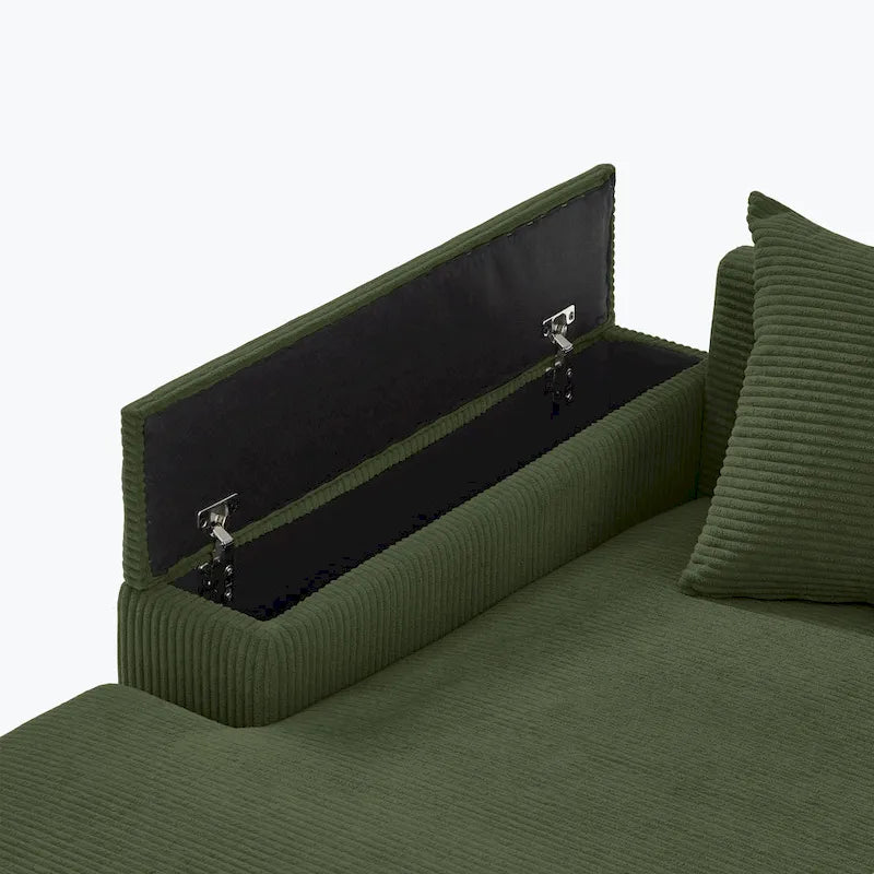 111 Corduroy L-Shaped Sectional Sofa with Convertible Chaise