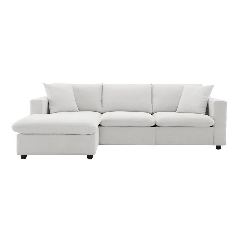 101 L-Shaped Cloud Sectional Sofa with Ottoman & Pocket Springs