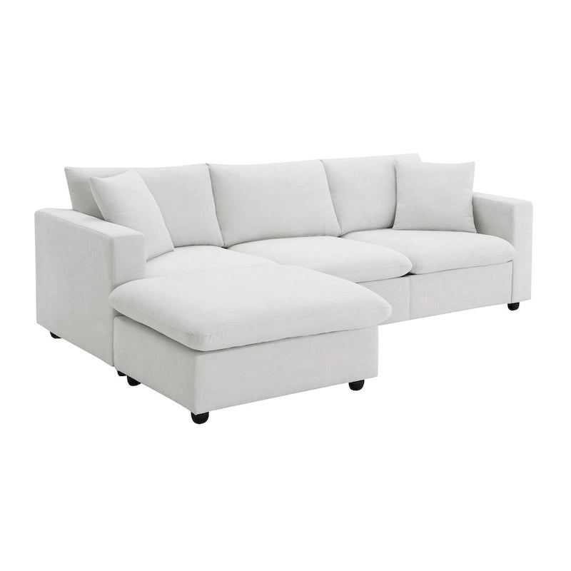 101 L-Shaped Cloud Sectional Sofa with Ottoman & Pocket Springs