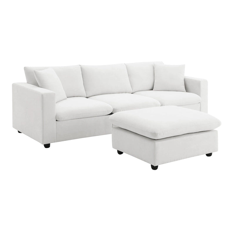 101 L-Shaped Cloud Sectional Sofa with Ottoman & Pocket Springs
