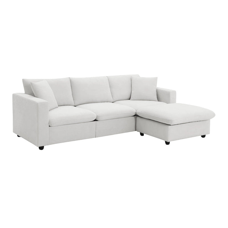 101 L-Shaped Cloud Sectional Sofa with Ottoman & Pocket Springs