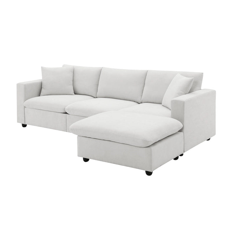 101 L-Shaped Cloud Sectional Sofa with Ottoman & Pocket Springs
