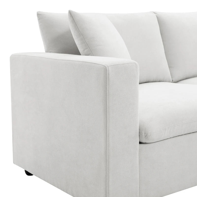 101 L-Shaped Cloud Sectional Sofa with Ottoman & Pocket Springs