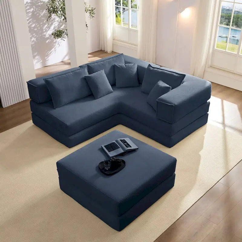 118.2  Oversized Upholstered Sectional Sofa Set, DIY Corduroy Sofa