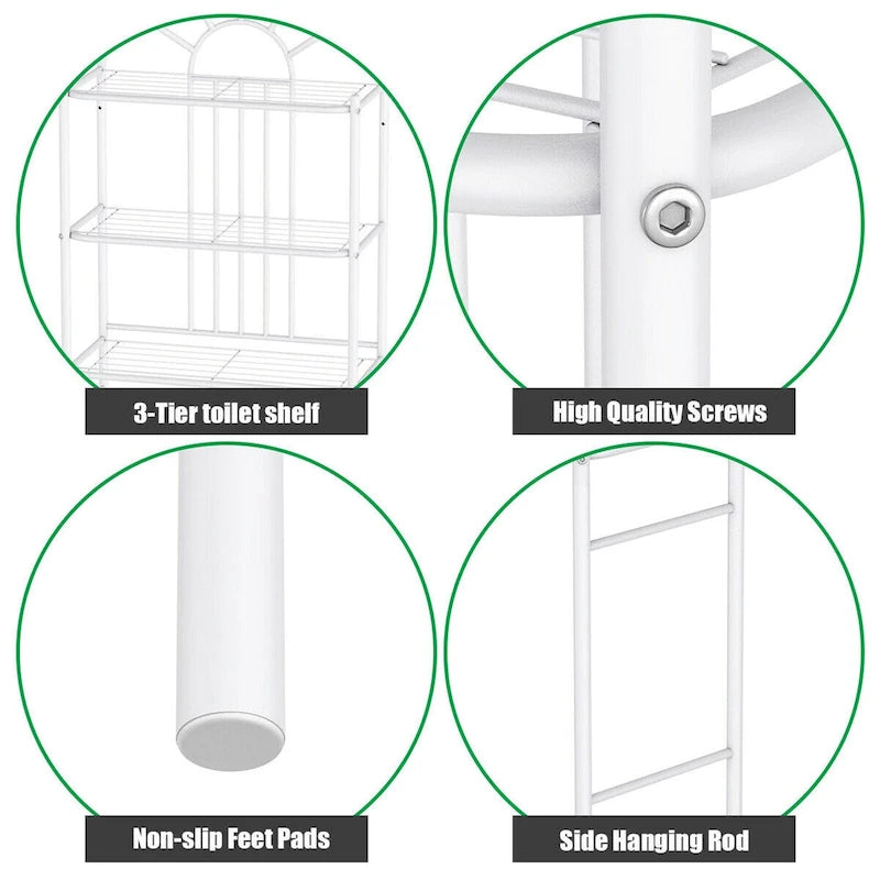 Costway 3 Shelf Over The Toilet Bathroom Space Saver Towel Storage