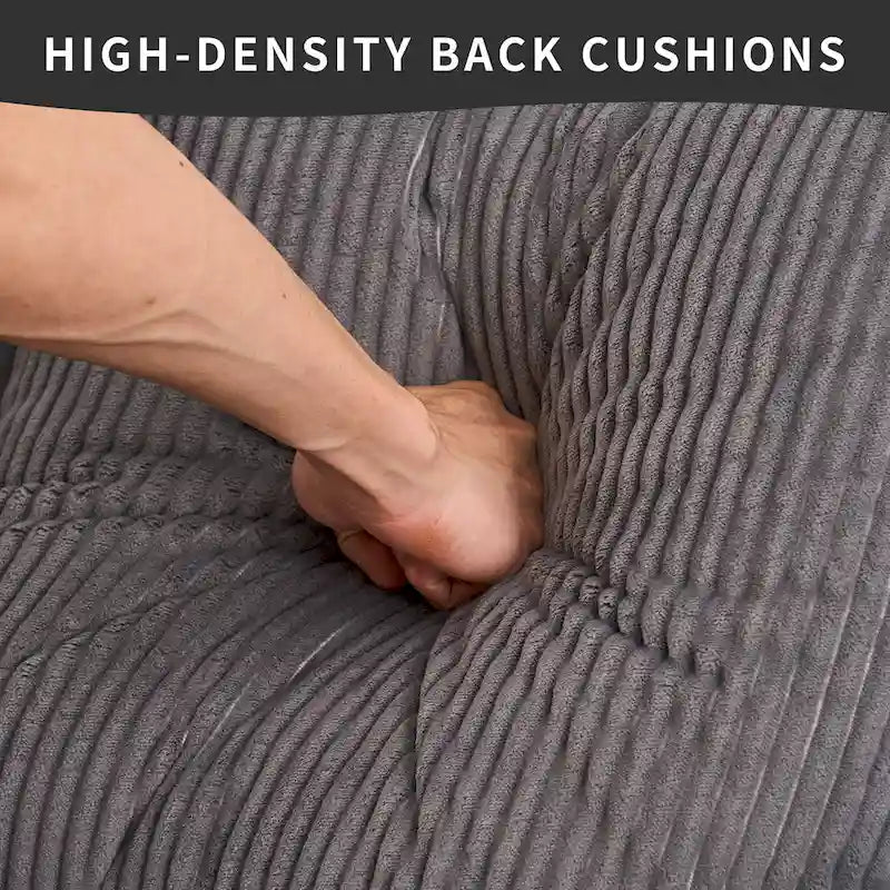 101.6 Corduroy L-Shaped Sectional Sofa with Chaise Lounge and 4 Pillows