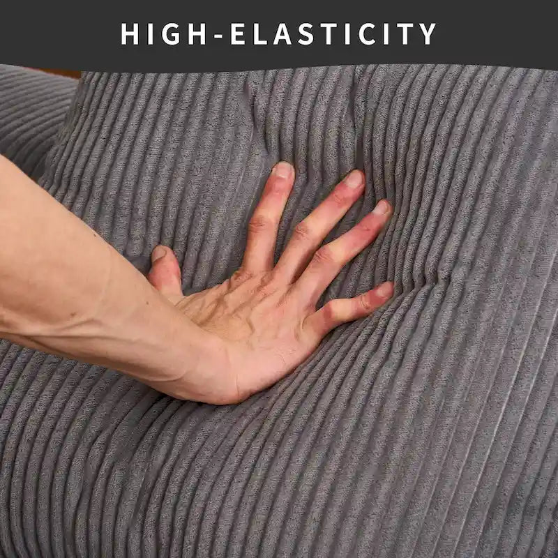 101.6 Corduroy L-Shaped Sectional Sofa with Chaise Lounge and 4 Pillows