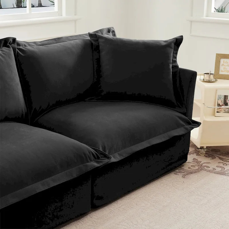 120 Chenille 3-Seater Sofa Set with 3 Ottomans, Sleeper Function & Removable Slipcovers