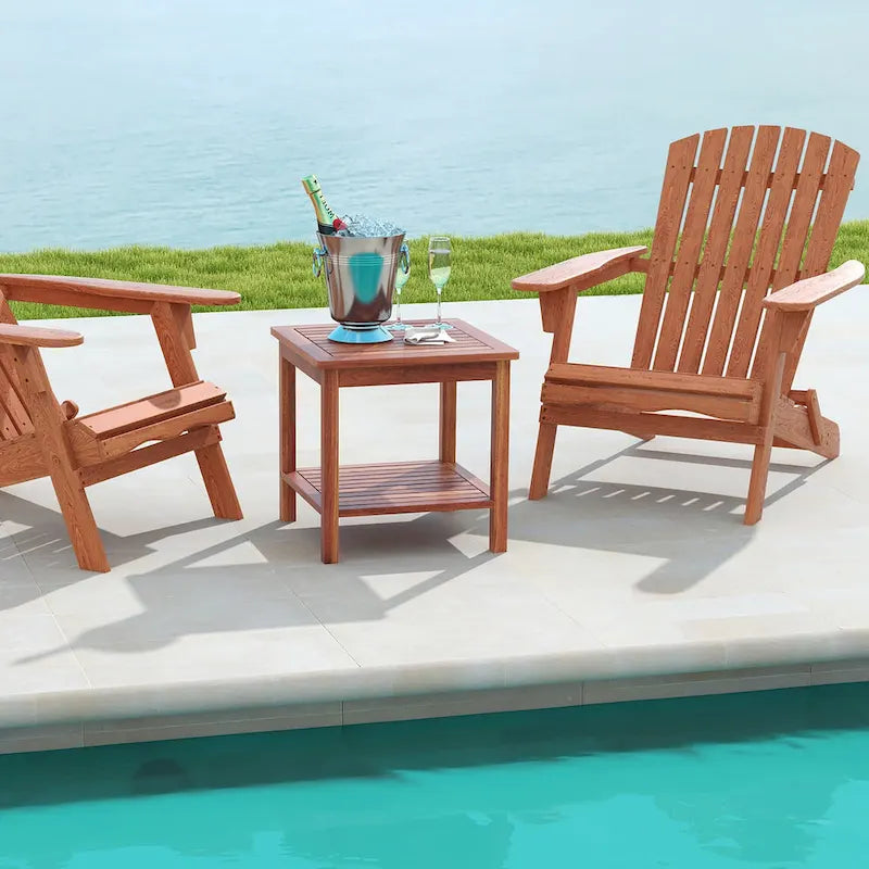 Gymax 2 Pieces Adirondack Outdoor Side Table Patio 2-Tier Square End