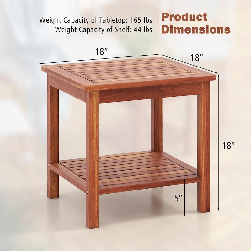 Gymax 2 Pieces Adirondack Outdoor Side Table Patio 2-Tier Square End