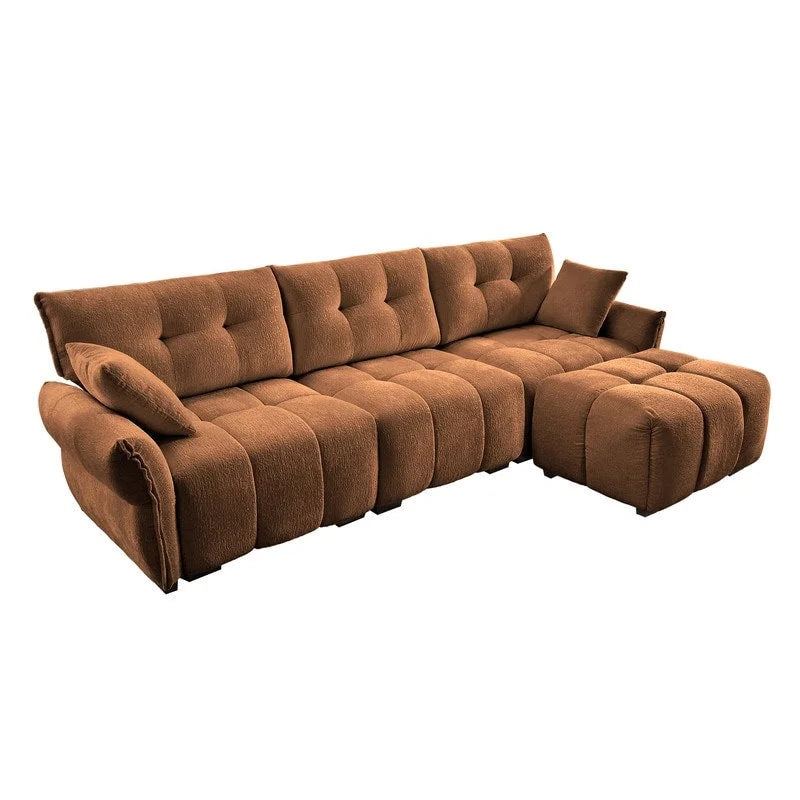 110.2 Chenille Three Seater Upholstered Sofa, 1 Ottoman