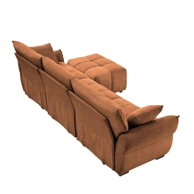 110.2 Chenille Three Seater Upholstered Sofa, 1 Ottoman