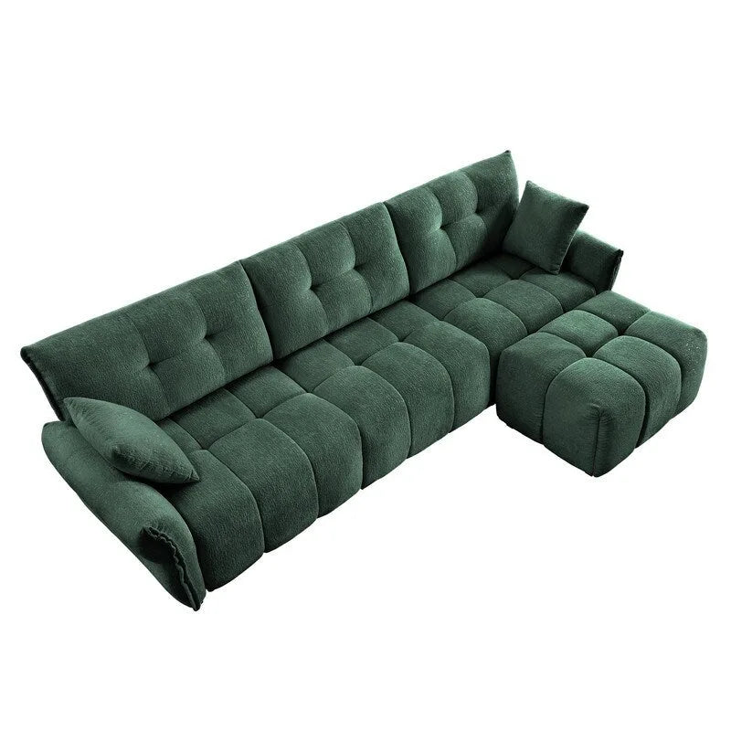 110.2 Chenille Three Seater Upholstered Sofa, 1 Ottoman