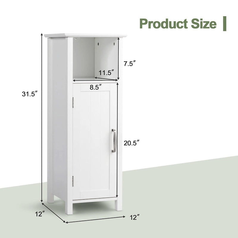 Gymax Bathroom Floor Storage Cabinet Free Standing w/ Single Door
