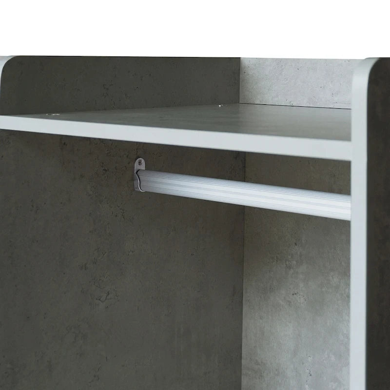 Open Wardrobe Armoire Closet, Armoire Wardrobe with 2 Hanging Rails and 3 Drawers, Wooden Wardrobe Storage Closets