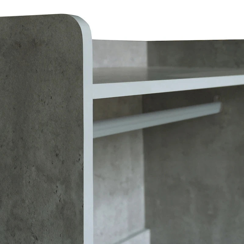 Open Wardrobe Armoire Closet, Armoire Wardrobe with 2 Hanging Rails and 3 Drawers, Wooden Wardrobe Storage Closets