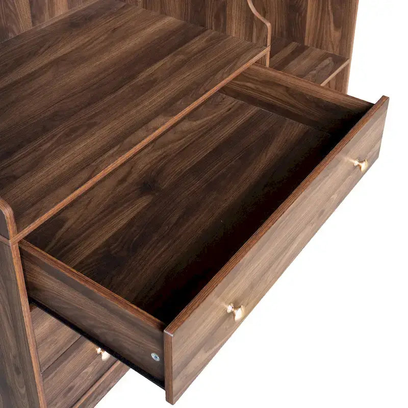 Open Wardrobe Armoire Closet, Armoire Wardrobe with 2 Hanging Rails and 3 Drawers, Wooden Wardrobe Storage Closets