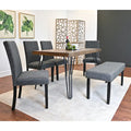 6-Piece Industrial Dining Set with Rectangular Table & Linen Chairs