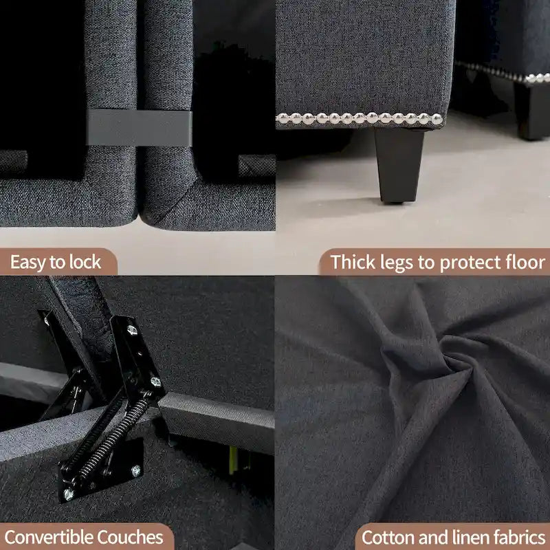 100 Spacious U-Shaped 6 Seater Sectional Sofa with Storage, Reversible Chaise and Comfortable Deep Cushions