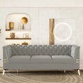 82 Velvet 3 Seater Chesterfield Sofa Couch with Gold Metal Legs, High Rebound Sponge and Removable Cushions