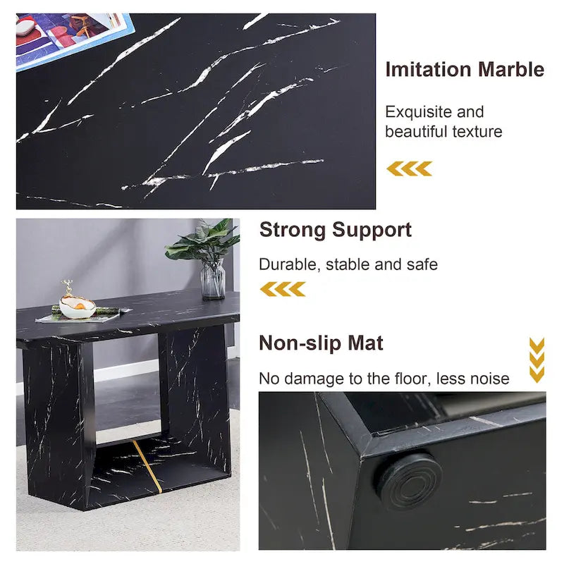 Modern Style 5-Piece Dining Set with Rectangular Table and 4 Widened Backrest Dining Chairs