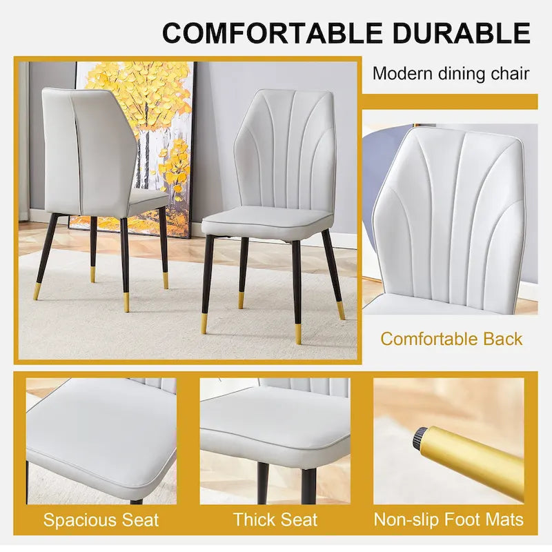 Modern Style 5-Piece Dining Set with Rectangular Table and 4 Widened Backrest Dining Chairs