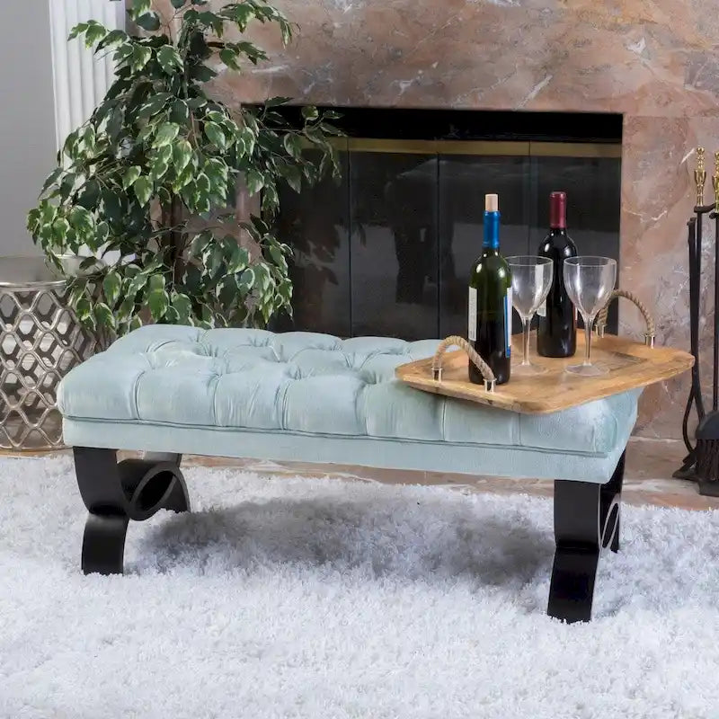 Scarlette Tufted Velvet Ottoman Bench by Christopher Knight Home