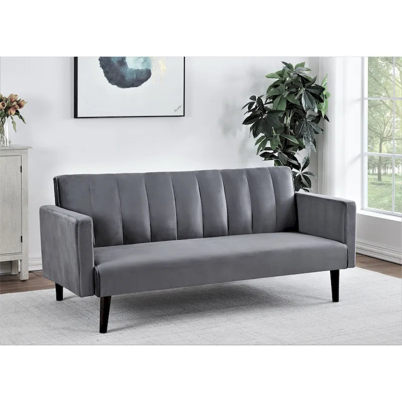 Container Furniture Srtip Convertible Velvet Sofa Bed