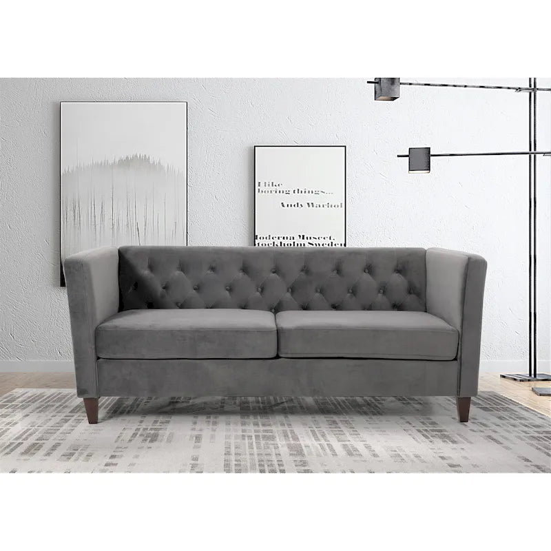 Lisette 73.3 Velvet Square Arm Sofa