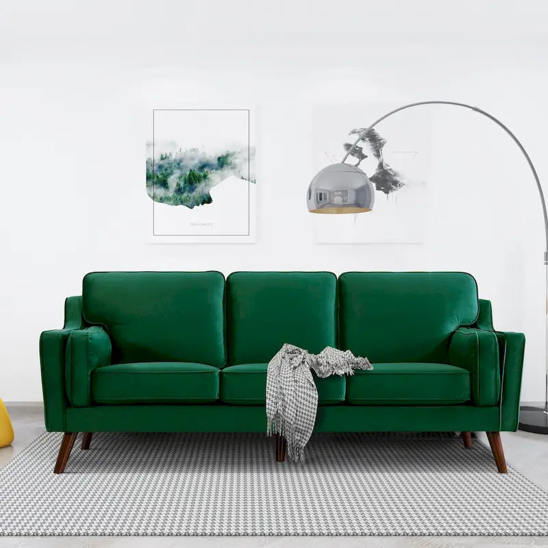 Sofa Couches Velvet 3-Seater Sofa with 5.9 Upholstered Cushion for Living Room/Apartment/Office