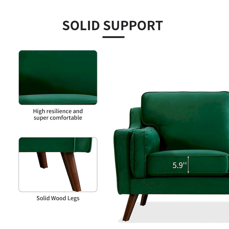 Sofa Couches Velvet 3-Seater Sofa with 5.9 Upholstered Cushion for Living Room/Apartment/Office