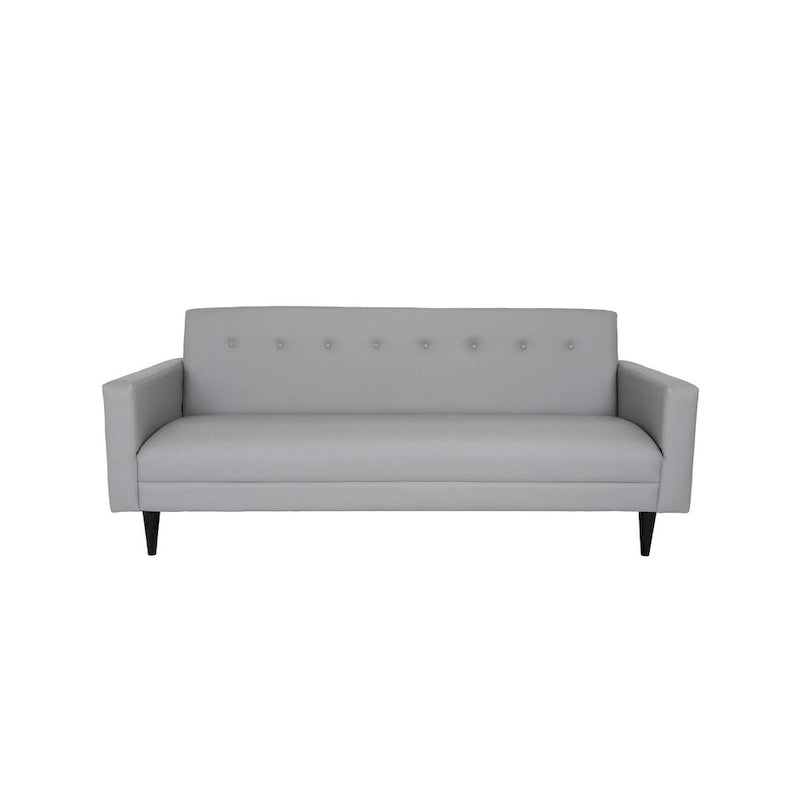 Coast to Coast Sofas Mid Century Modern 3 Seater Sofa Faux Leather Solid Wood Frame Upholstered