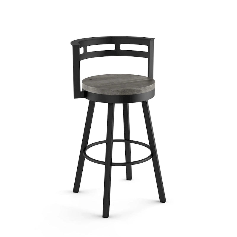 Amisco Vector Swivel Counter Stool with Distressed Wood Seat