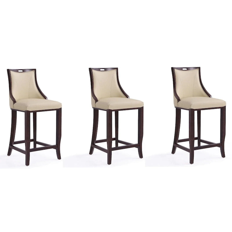Manhattan Comfort Emperor 41 in. Walnut Beech Wood Bar Stool (Set of 3)