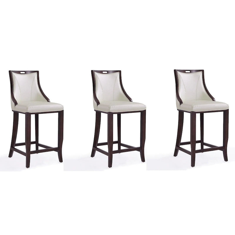 Manhattan Comfort Emperor 41 in. Walnut Beech Wood Bar Stool (Set of 3)