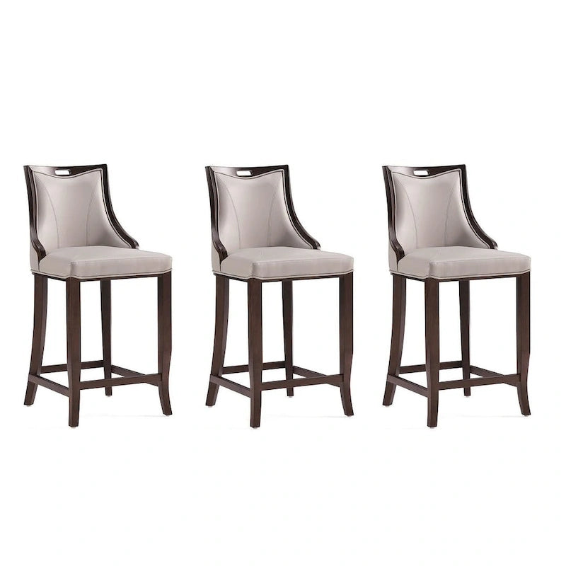 Manhattan Comfort Emperor 41 in. Walnut Beech Wood Bar Stool (Set of 3)