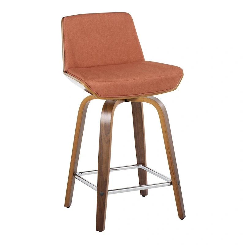 Carson Carrington Clemens 24 Fixed-Height Counter Stool with Bent Wood Legs & Square Footrest (Set of 2)