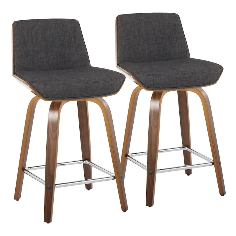 Carson Carrington Clemens 24 Fixed-Height Counter Stool with Bent Wood Legs & Square Footrest (Set of 2)
