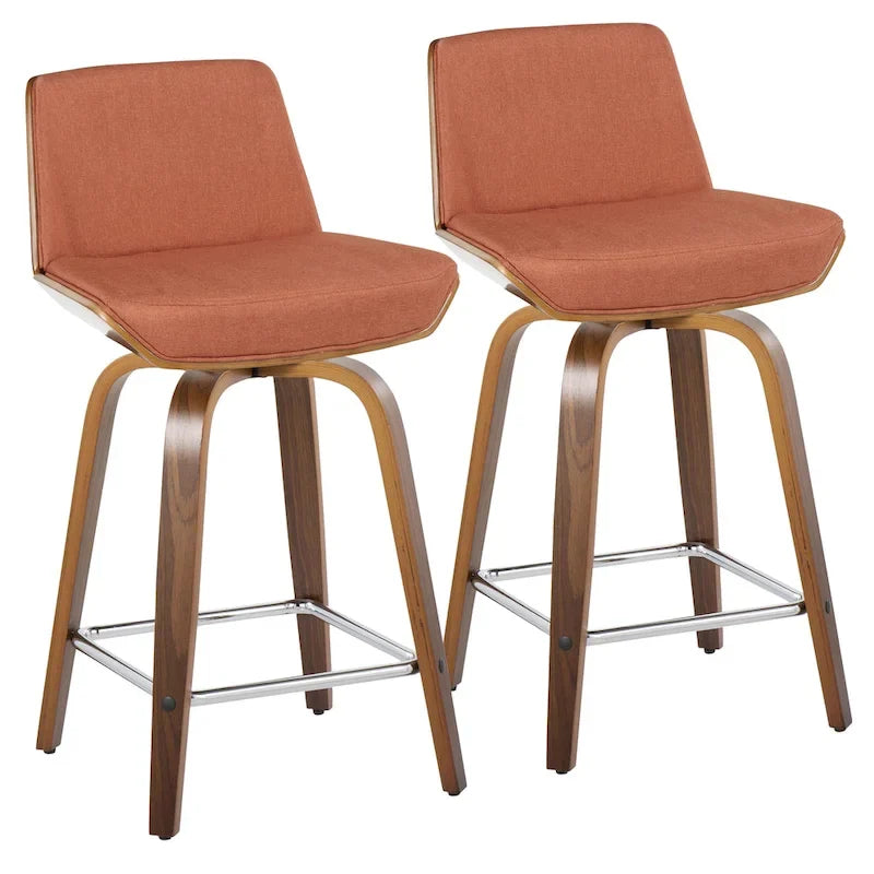 Carson Carrington Clemens 24 Fixed-Height Counter Stool with Bent Wood Legs & Square Footrest (Set of 2)