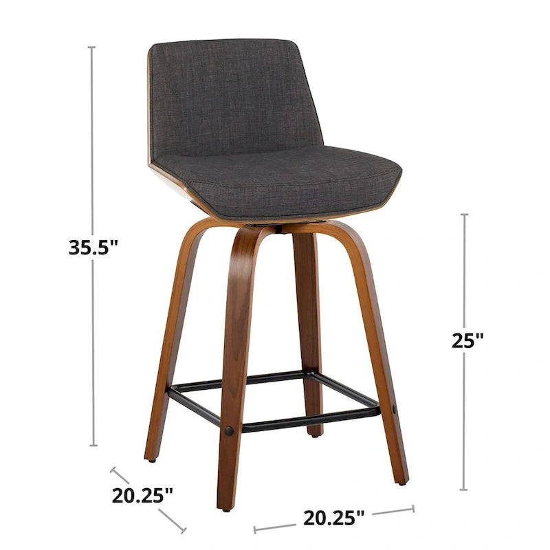 Carson Carrington Clemens 24 Fixed-Height Counter Stool with Bent Wood Legs & Square Footrest (Set of 2)