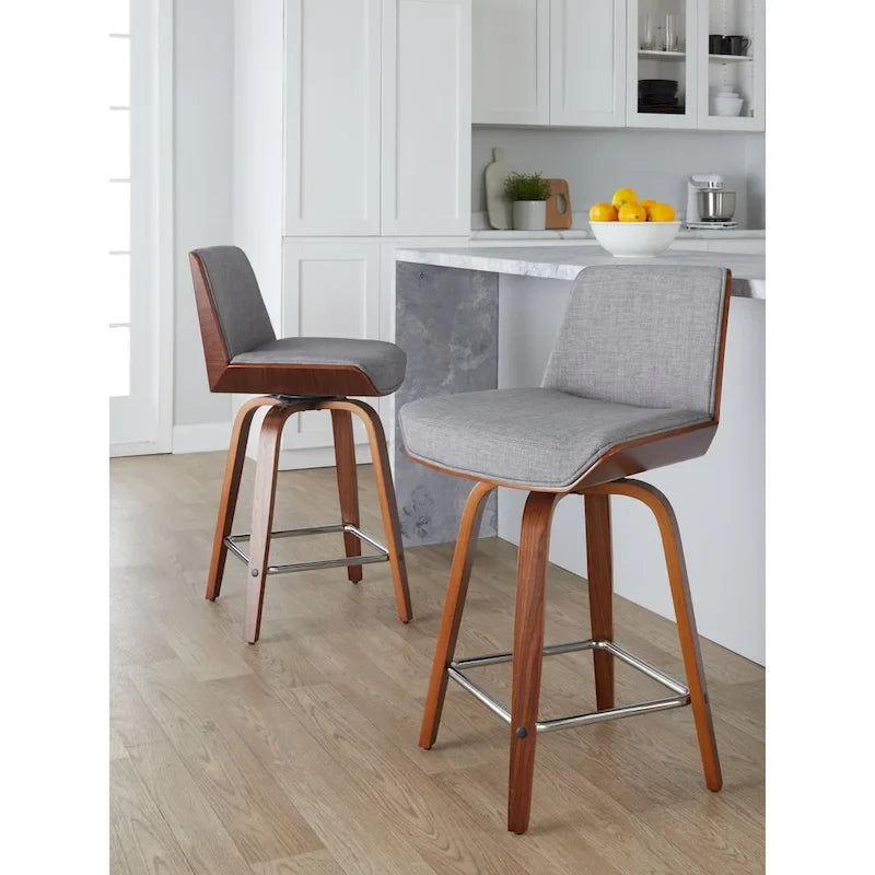 Carson Carrington Clemens 24 Fixed-Height Counter Stool with Bent Wood Legs & Square Footrest (Set of 2)