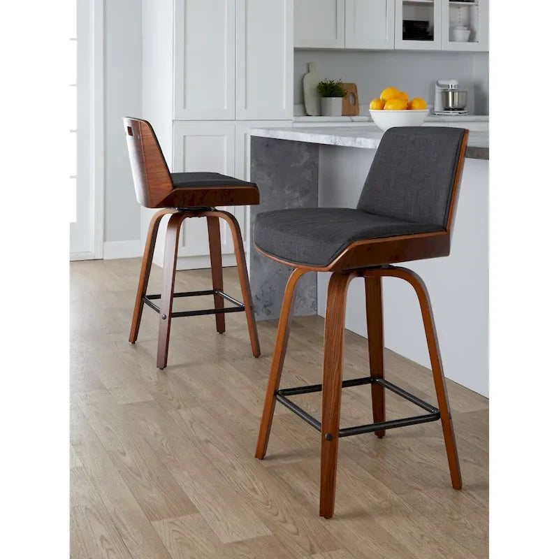 Carson Carrington Clemens 24 Fixed-Height Counter Stool with Bent Wood Legs & Square Footrest (Set of 2)