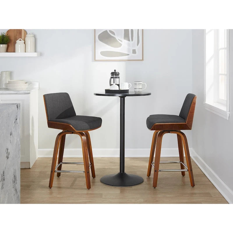 Carson Carrington Clemens 24 Fixed-Height Counter Stool with Bent Wood Legs & Square Footrest (Set of 2)