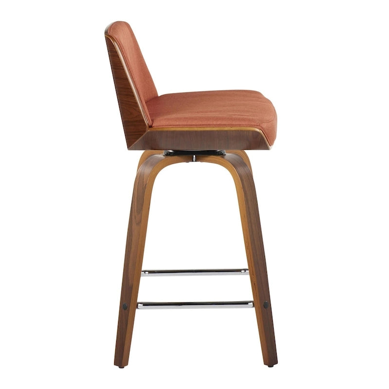 Carson Carrington Clemens 24 Fixed-Height Counter Stool with Bent Wood Legs & Square Footrest (Set of 2)