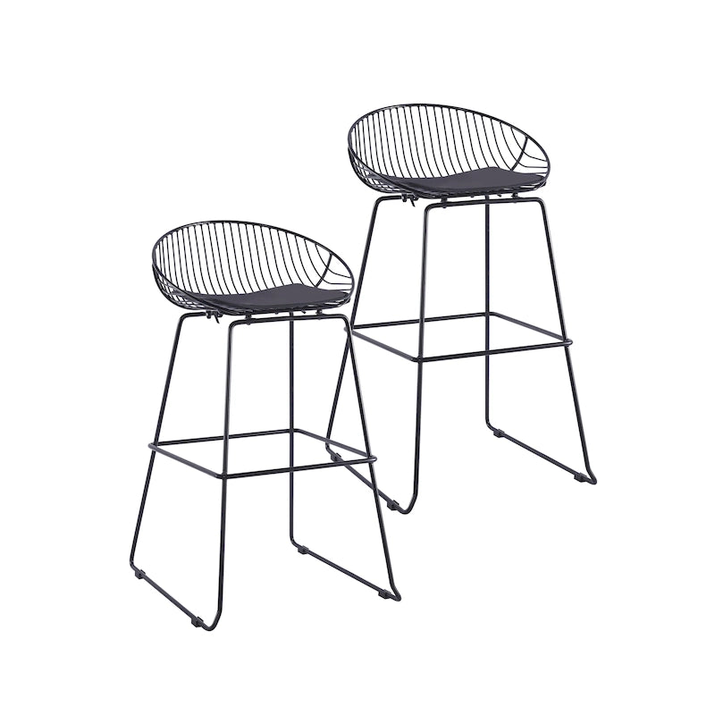 Porthos Home Aven Iron Wire Bar Stools with PU Leather Seat Pad, Set of 2