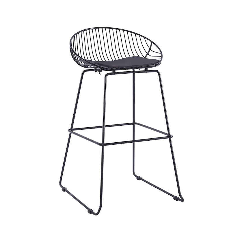 Porthos Home Aven Iron Wire Bar Stools with PU Leather Seat Pad, Set of 2