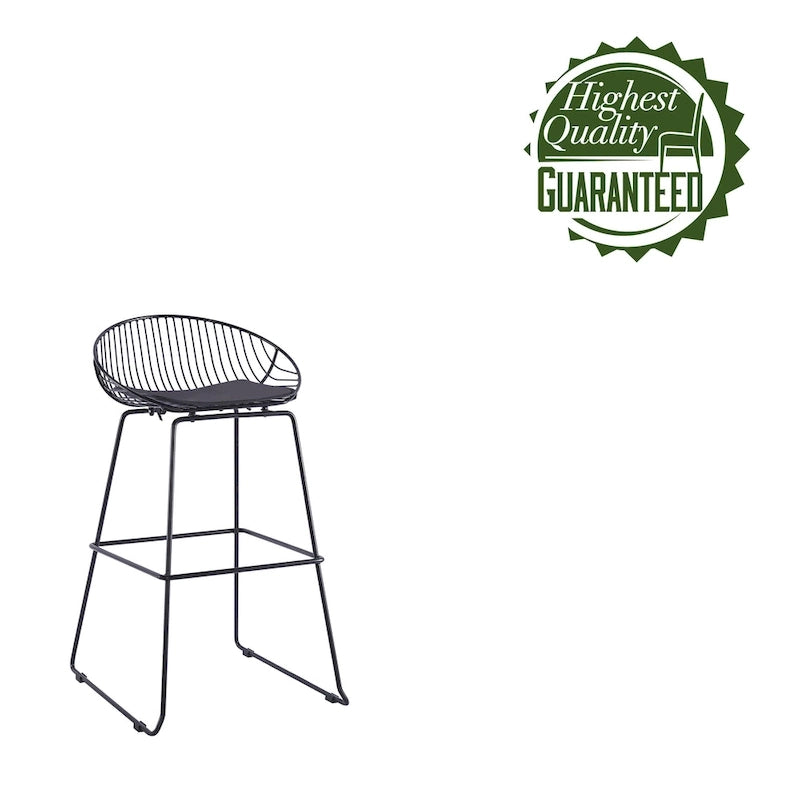 Porthos Home Aven Iron Wire Bar Stools with PU Leather Seat Pad, Set of 2