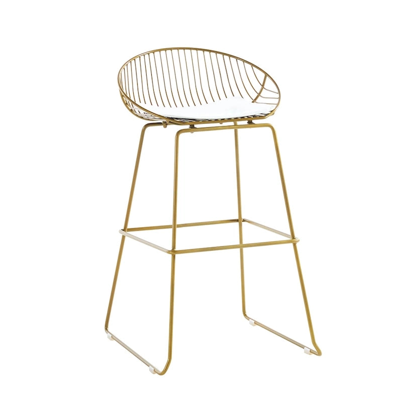 Porthos Home Aven Iron Wire Bar Stools with PU Leather Seat Pad, Set of 2