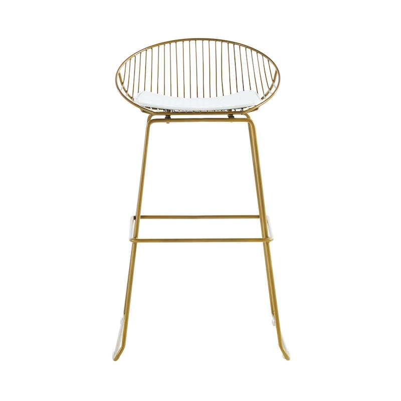 Porthos Home Aven Iron Wire Bar Stools with PU Leather Seat Pad, Set of 2